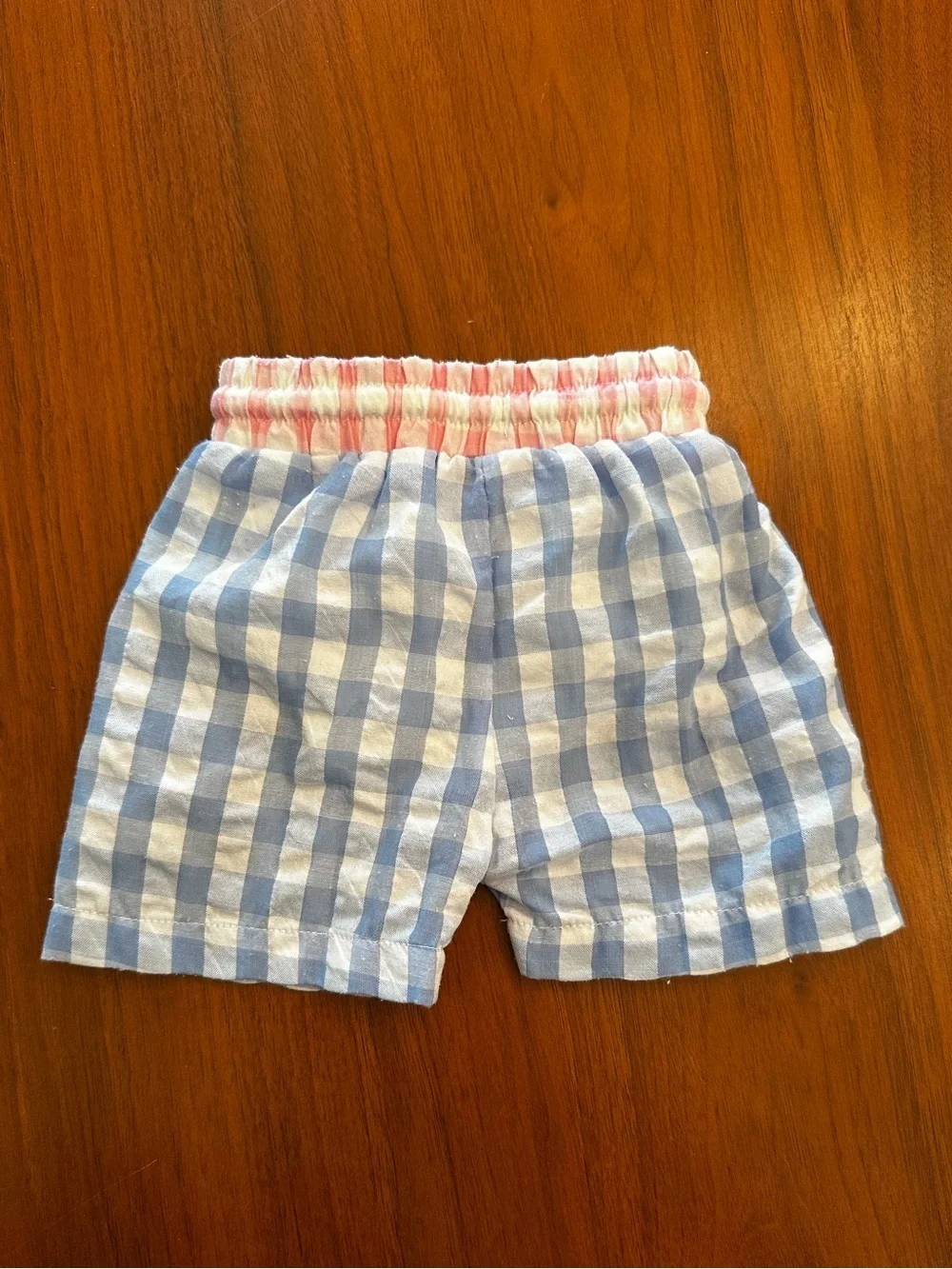 Cecil & Lou baby boy Blue Gingham Swin Shorts with Pink Waistband size 3 months